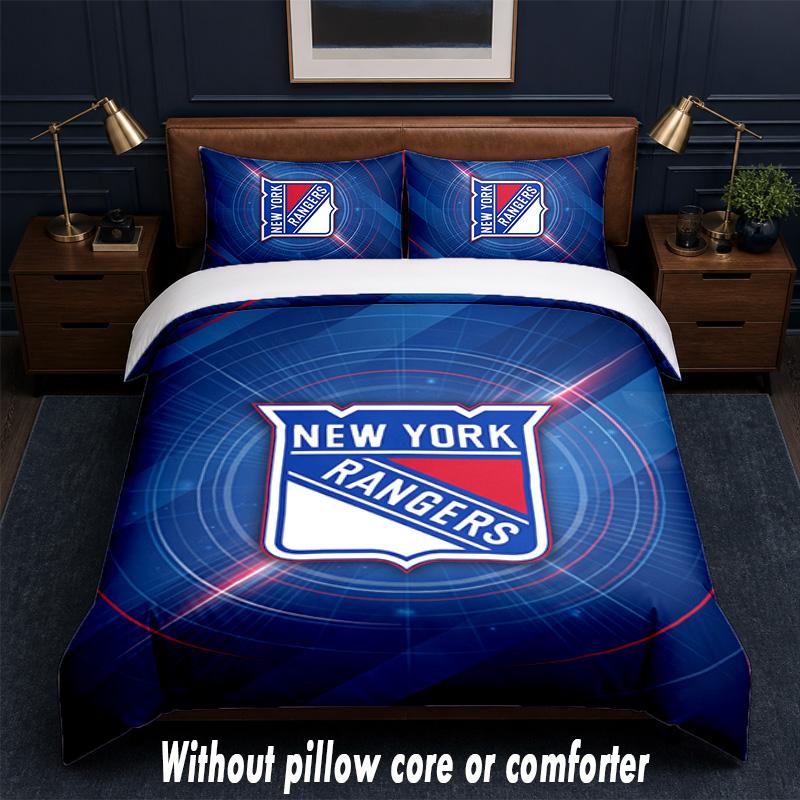 Set Biancheria da Letto Design New York Rangers 1 Copripiumino + 2 Federe Morbido Traspirante Biancheria da Letto per la Casa