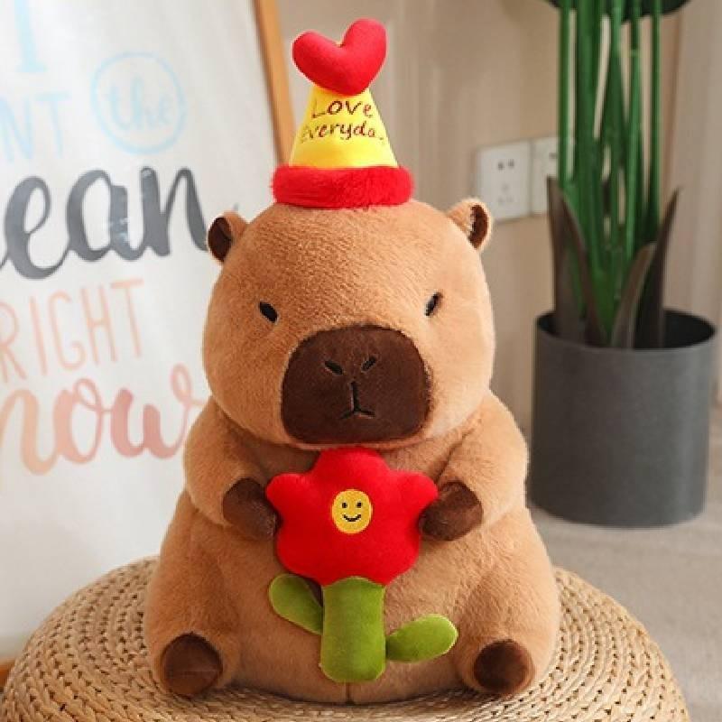 Capybara Plush Animal Doll Fruit Milk Tea Birthday Gift Flower Decoration Toy