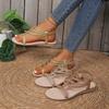 Women's Summer Round-Toe Non-Slip Comfortable Flat Sandals Fashionable Golden Style Best-Selling Plus-Size Casual Footwear