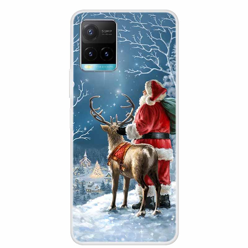 Christmas For Vivo Y21s Case TPU Soft Silicone Back Cover Case For Vivo Y21s V2110 Shockproof Coque VivoY21s Shell Cartoon Funda