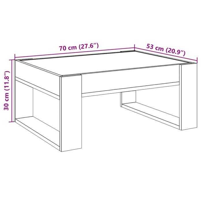 VidaXL Coffee Table with Infinity LED Black 70x53x30 Cm, Side Table, Living Room Table, Side Table, End Table, Table 847631