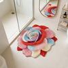 3D Flower Area Rug Absorbent Quick Dry Irregular Plush Floral Floor Mat Washable Non-slip Living Room Bedroom Bathroom Kitchen Decoration Carpet