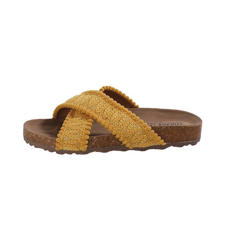 

Ethnic style cross-word slippers women s Korean simple casual cork slippers durable lightweight non-slip cool slippers 35