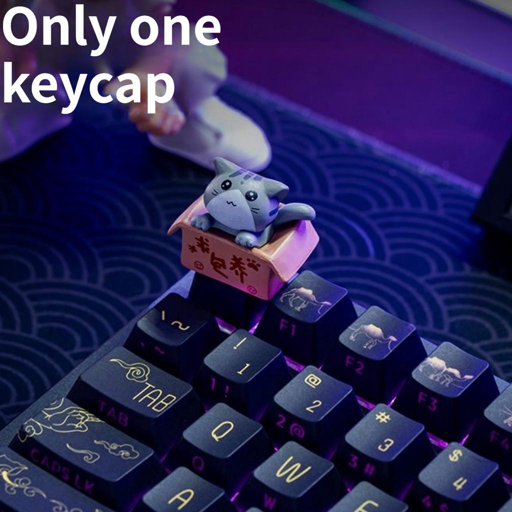 Cute Cat Resin Keycaps Personalized Cross Switch Compatible for Mechanical Keyboard DIY Replacement Accessories
