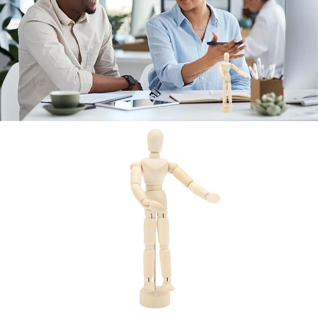 Dřevěná figurína 14 otočných kloubů Kreslicí figurína Lidské tělesné proporce Přenosná umělecká figurína pro umělce Pro skicování