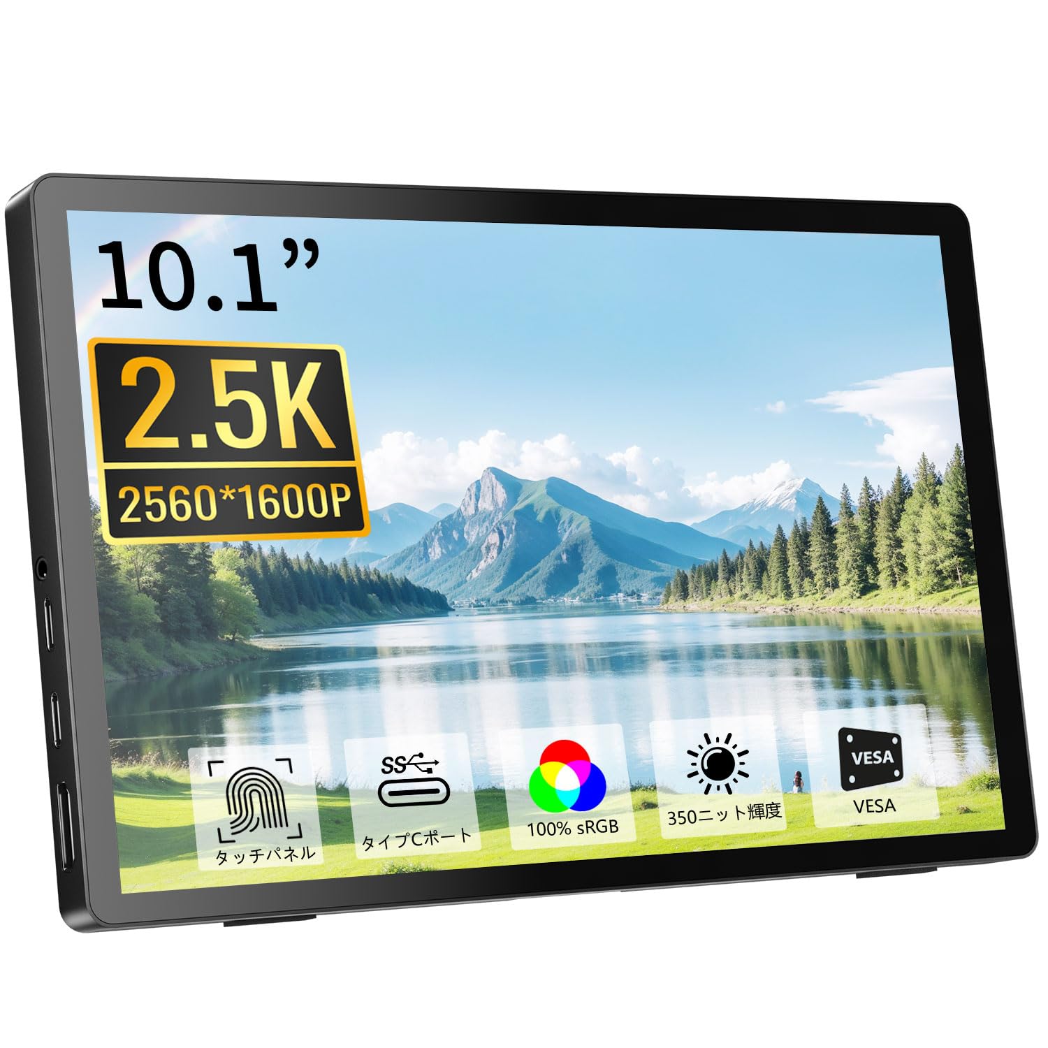 

Mobile Touch Panel Monitor QHD Inch 2560x1600 IPS Touch Screen Portable Display HDMI USB C External Monitor for PC Laptop PS4 Speaker 2.5K 10.1 Xbox, чорний
