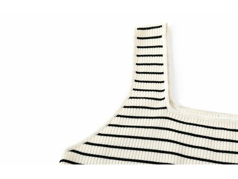 Wide-Strap Plus Size Square Neck Striped Knit Camisole