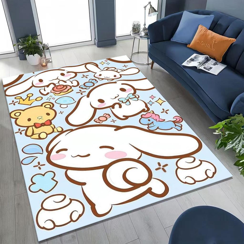 2026 New Cute Cinnamoroll Pompompurin Sanrio Cartoon Rug for Bedroom Living Room Sofa Home Doormat Decor, Kid Non-slip Floor Mat