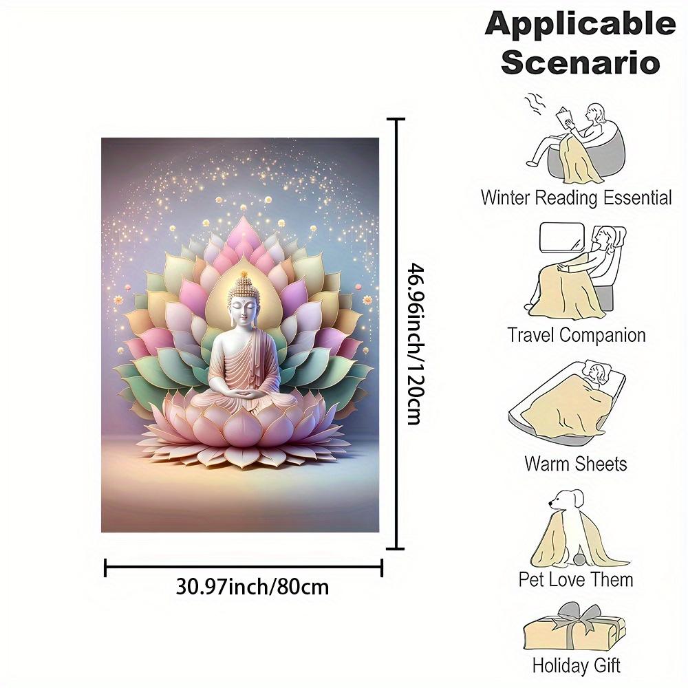 Buddhist Creative Style Pattern Flannel printed blanket suitable for all seasons suitable for living room office sofa and travel