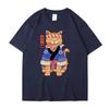 Japanese Harajuku Samurai Sword Cat T-Shirt Men Women Casual Tee Clothes Cotton Summer Tops Breathable T-Shirts