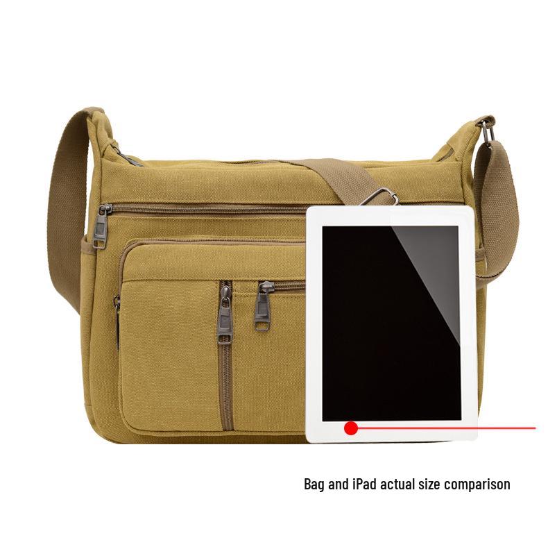 Męska płócienna torba crossbody - Wielowarstwowa, o dużej pojemności, wszechstronna, codzienna biznesowa i sportowa torba na ramię.