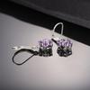 925 Sterling Silber Runder Amethyst Natürlicher Edelstein Lila Blumen Ohrhänger Clip Trend Geburtstagsgeschenke Feiner Schmuck