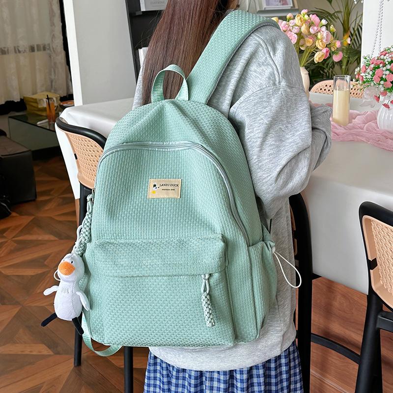 School bag for women, college student Korean style trendy backpack, multifunctional minimalist laptop bag, large capacity versatile backpack wholesale