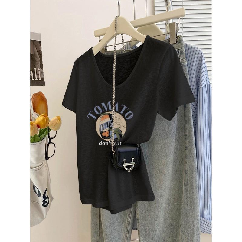 

Women s White Snowflake Print Sheer Cotton Short Sleeve T-shirt M (up to 120 jin) чёрный