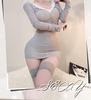 Seductive Lace Trim Bodycon Nightgown Set - Deep V, See-Through, Removable Temptation Style