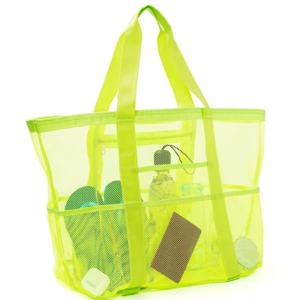 Beach Bag Large Capacity Toy Mesh Swimming Bag Multifunctional Travel Shoulder Beach Bag Swimsuit Storage Bag