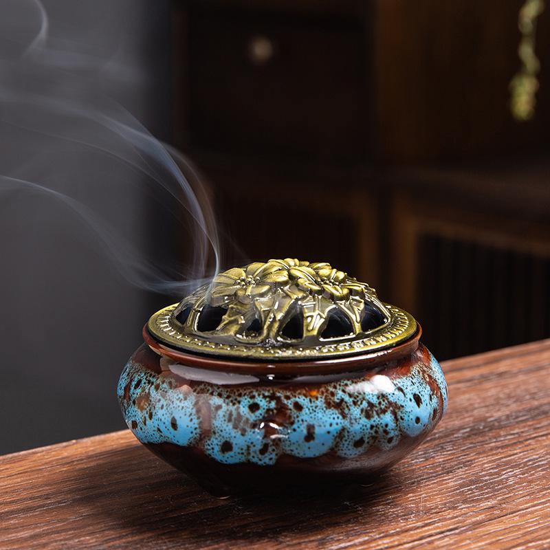 Ceramic Ge Ware Incense Burner - Temple and Home Aroma Pagoda Plate