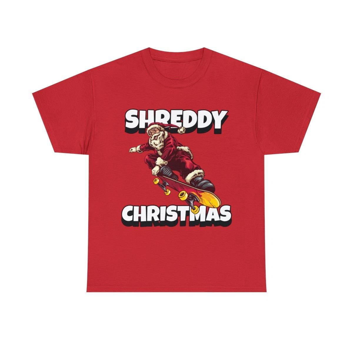 Merry Shreddy Christmas Santa Skateboarding Graphic Tee Shirt 3XL