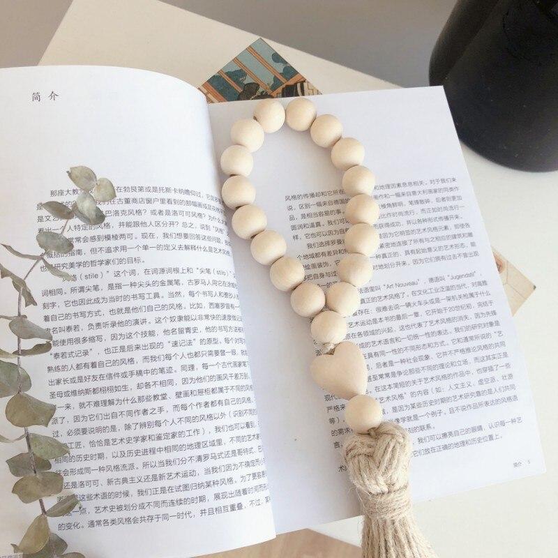 Wood Bead Garland Farmhouse Rustic Country Decor Wall Decor Boho Decorations Knot Woven Tassel Wall Hanging