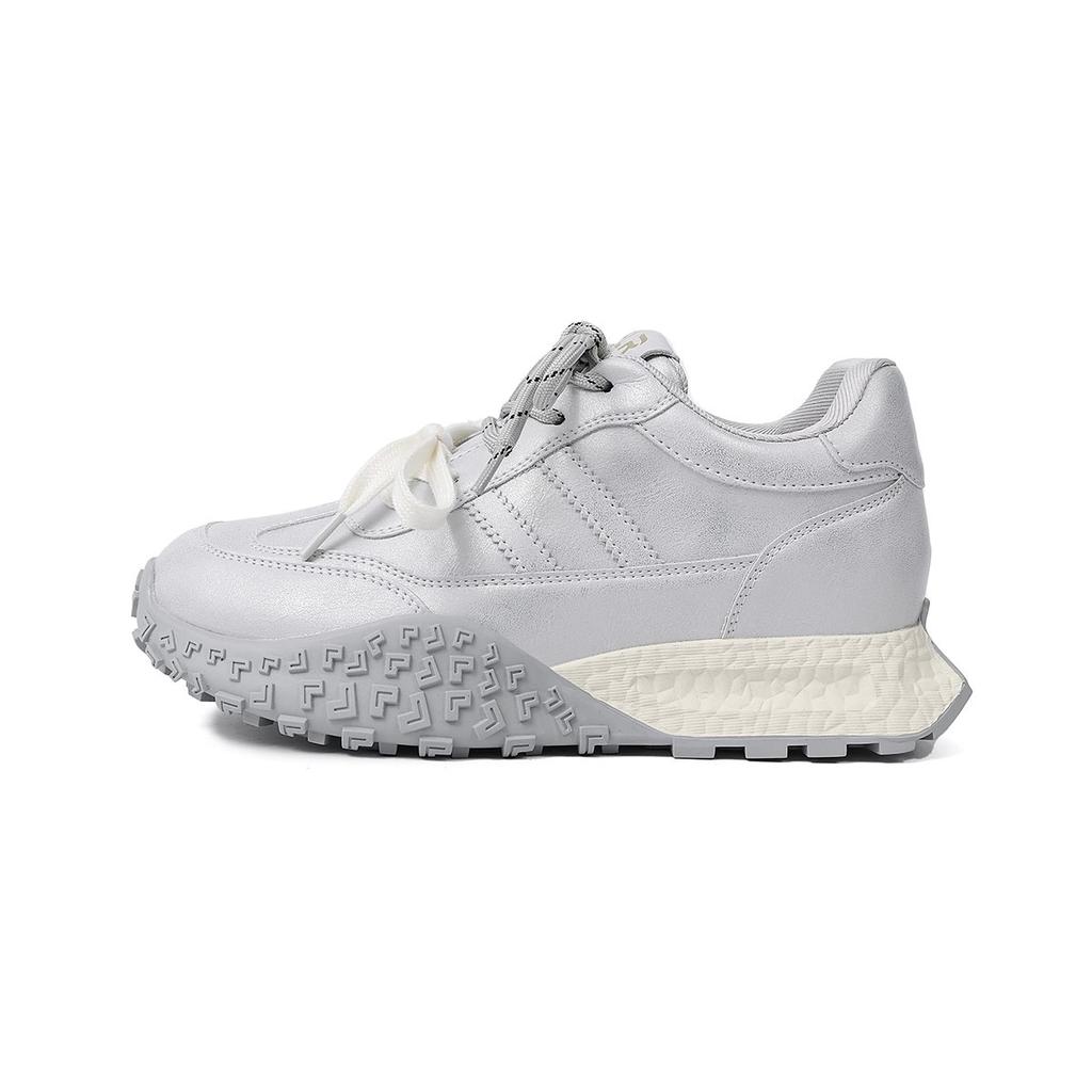 7CM inner height increase leather German training shoes 2025 early spring platform versatile polished Forrest Gump shoes casual sports shoes wom