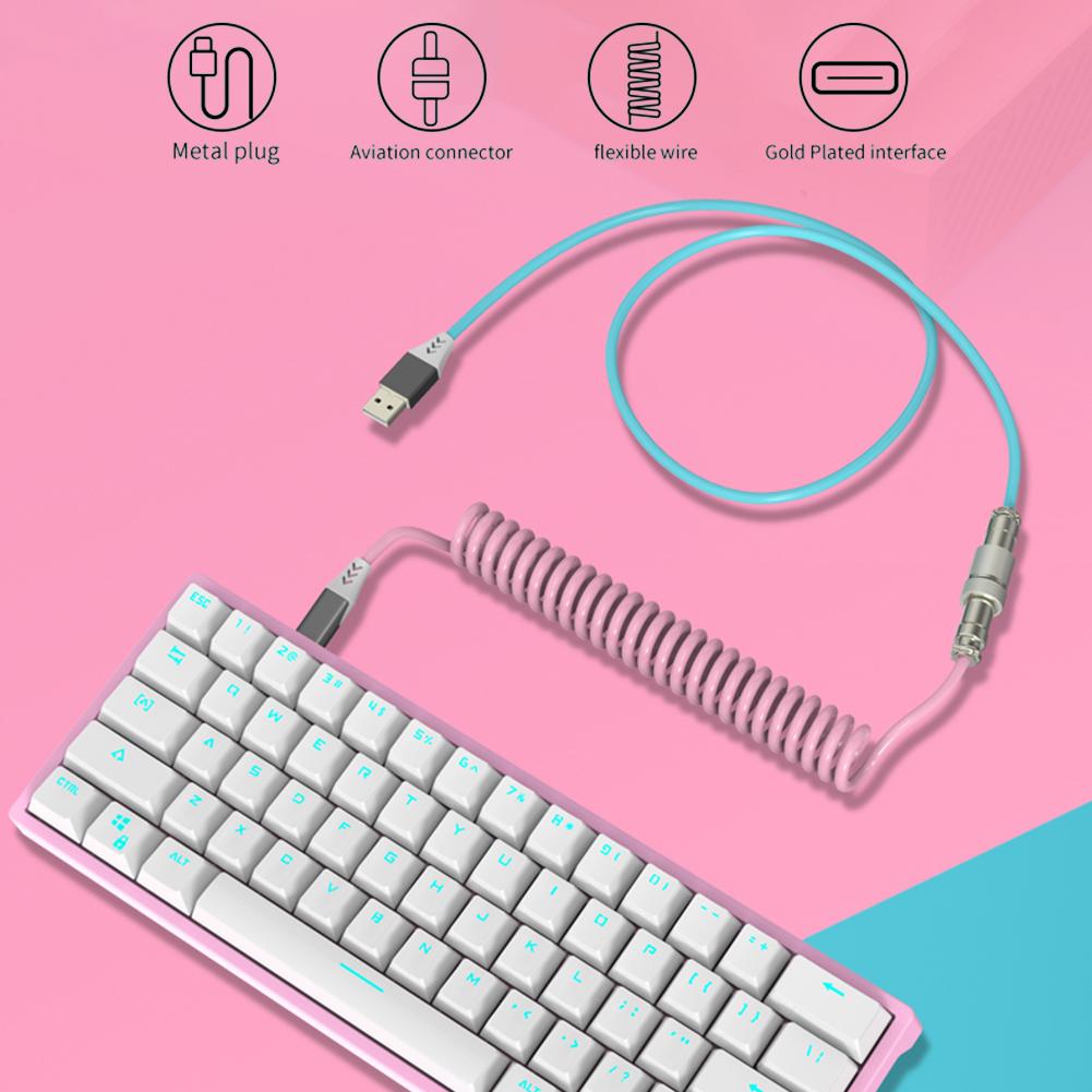 Type-c To Usb Detachable Game Mechanical Keyboard Spiral Plug-in Cable Aviation Connector Data Cable