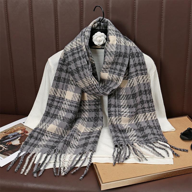 Luxury Brand Cashmere Women Plaid Scarf Winter Warm Shawl and Wrap Bandana Pashmina Female Foulard Square Thick Blanket Poncho