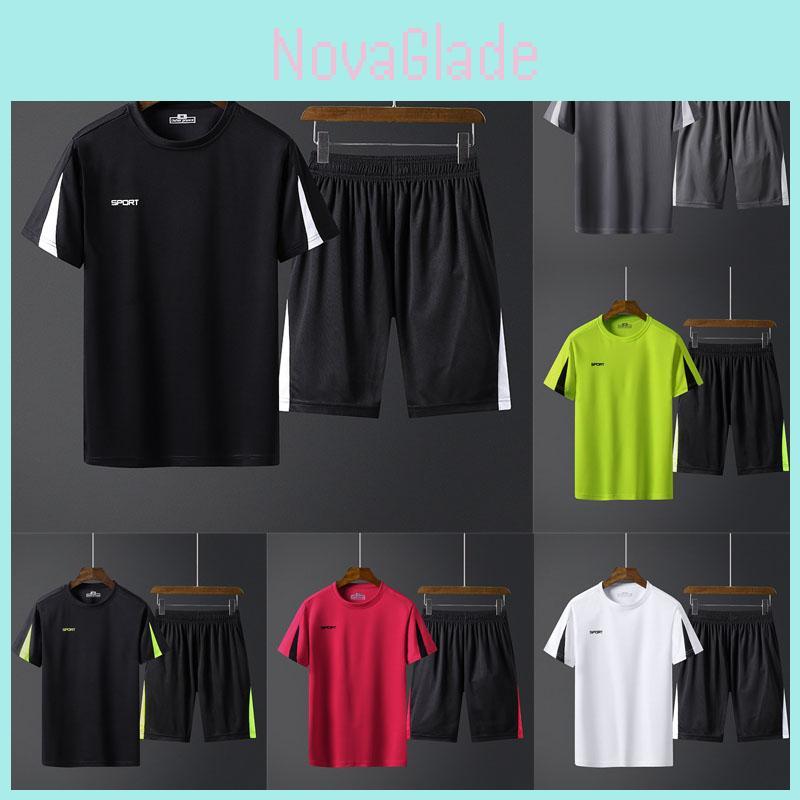 Breathable Men Quick Dry Tshirt And Shorts Set For Gym And Running Sportswear
