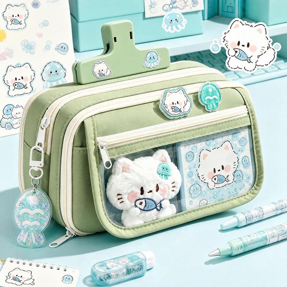 Large Capacity Pen Bag Multi-Pockets Stationery Bag Durable Pencil Case