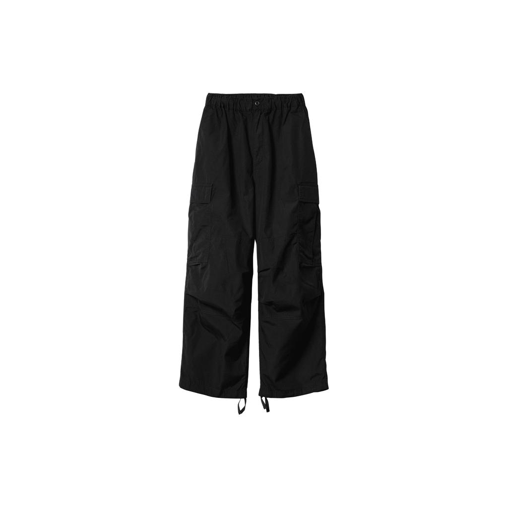 Carhartt WIP Ss24 Womens Jet Cargo Pant Loose Fit Zipper Solid Color Straight Leg Square Label Work Pants Women Pants Black I032260-89-02