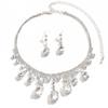 Valentine'S Day Gift, European Fresh Temperament Square Water Drop Crystal Necklace Earrings Two-Piece Set