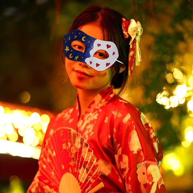 4 Pcs White Hand-Painted Halloween Face Masks Embryo Colored DIY Childrens Decorative Set