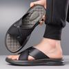 Summer New Shoes for Men Fashion Slippers Leather Casual Slides Outdoor Soft Sole Cool Beach Shoes