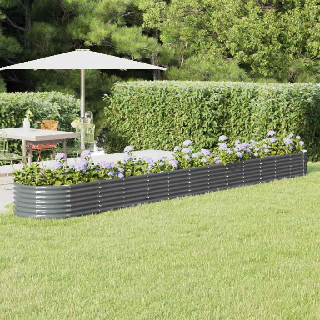 Raised Garden Bed Galvanized Steel 512 X 80 X 36 Cm Anthracite Gray