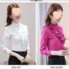 2025 Spring & Autumn Korean Style Women's Stand-Up Collar Long Sleeve Slimming Ruffle Shirt
