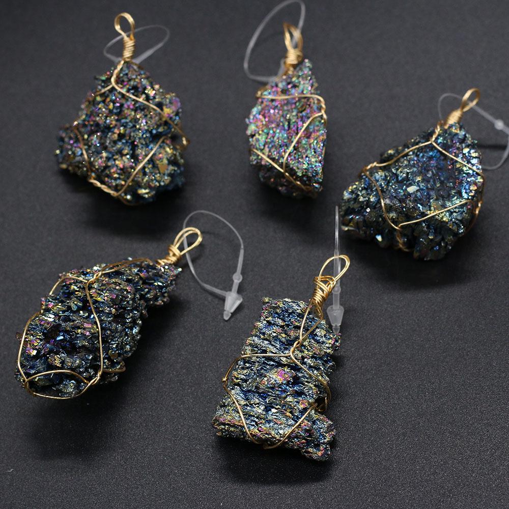 1Pc, Reiki Healing Crystal Pendant, Irregular Natural Stone Quartz Raw Stone Charms for Jewelry Making DIY Supplies, Energy Meditation Gifts