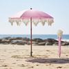 Tassel Patio Umbrella Portable Beach Sturdy 8-Rib Construction