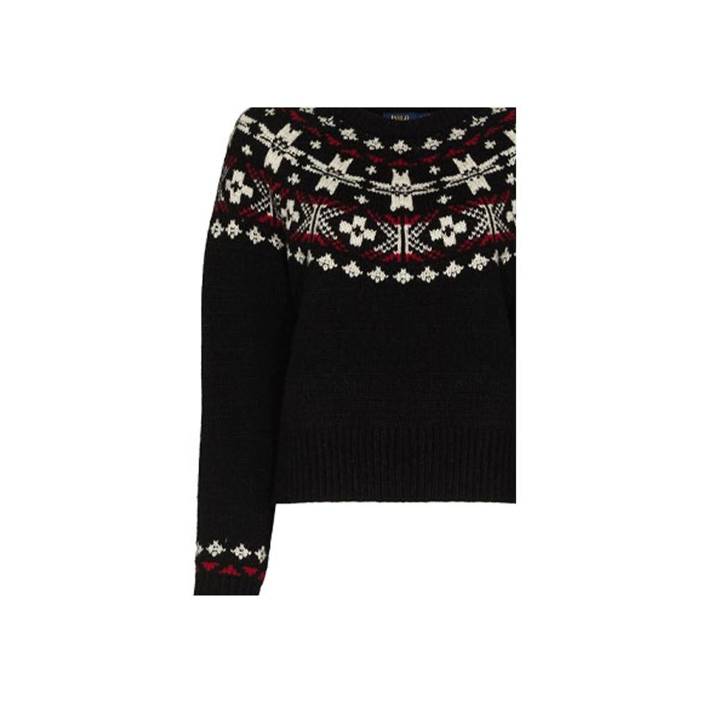 Polo Ralph Lauren FW21 Pletený pulovr se vzorem Dámský svetr Černý 211850926-001