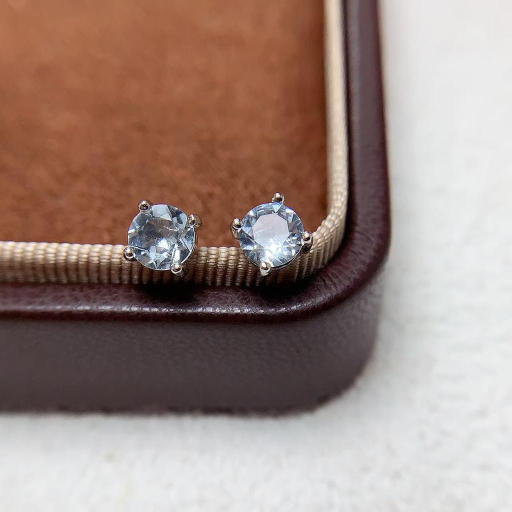 Sterling Silver S925 Aquamarine Bull Head Necklace, Earrings & Open Ring Set