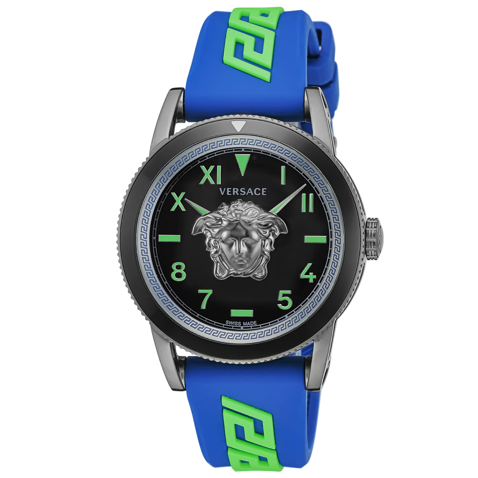 

Watch Palazzo Black Dial Stainless Steel Sapphire Glass Quartz 43MM Swiss Watch VE2V00722 Blue [Versace] V-PALAZZO Men s [Item] синій