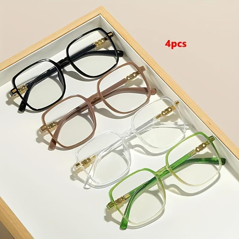2pcs/4pcs Women'S Stylish Flat Glasses Retro Decorative Eyewear Vintage Square Full-Frame Non-Prescription Clear Lenses