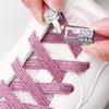2Set Colorful Elastic Laces Sneakers Diamond Lock Shoelaces Without Ties No Tie Shoe Laces Glitter Flat Shoelace Shoe Accessorie