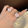 Adjustable Enamel Drip Oil Ring Cartoon Flower Cuff Ring Pink Opening Ring  Festival Ornaments