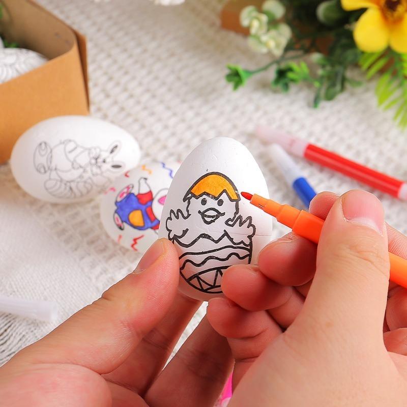 Colorful Plastic Easter Eggs DIY Hand Painting Craft Set Artistic Decorative Eggs for Home Holiday Decor Party Craft Accessories