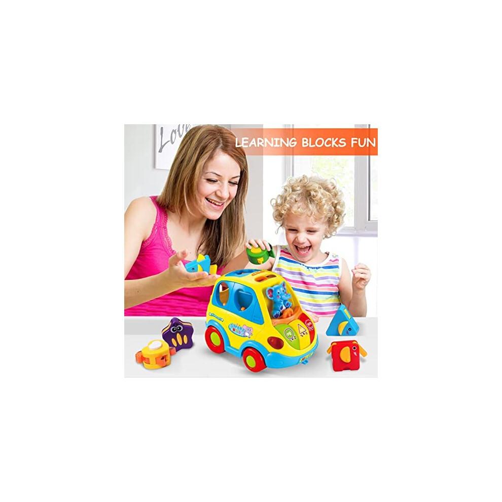 CAEGALKIMY Babyspielzeug für 1-jährige Jungen Mädchen Krabbelauto Formsortierer Spielzeug 6 12 18 Monate Früherziehung Spielzeug mit Musiklicht für den 1. Geburtstag