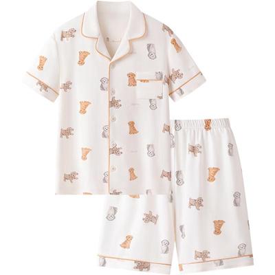 Yeeho Girls' Pure Cotton Animal Print Short Pajama Set
