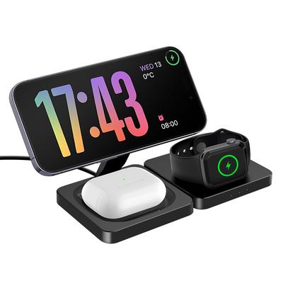 3 In 1 Charging Station for iPhone 16 15 14 Airpods 4 3 iWatch 10 Foldable Magnetic Wireless Charger Dock Travel Charging Pad