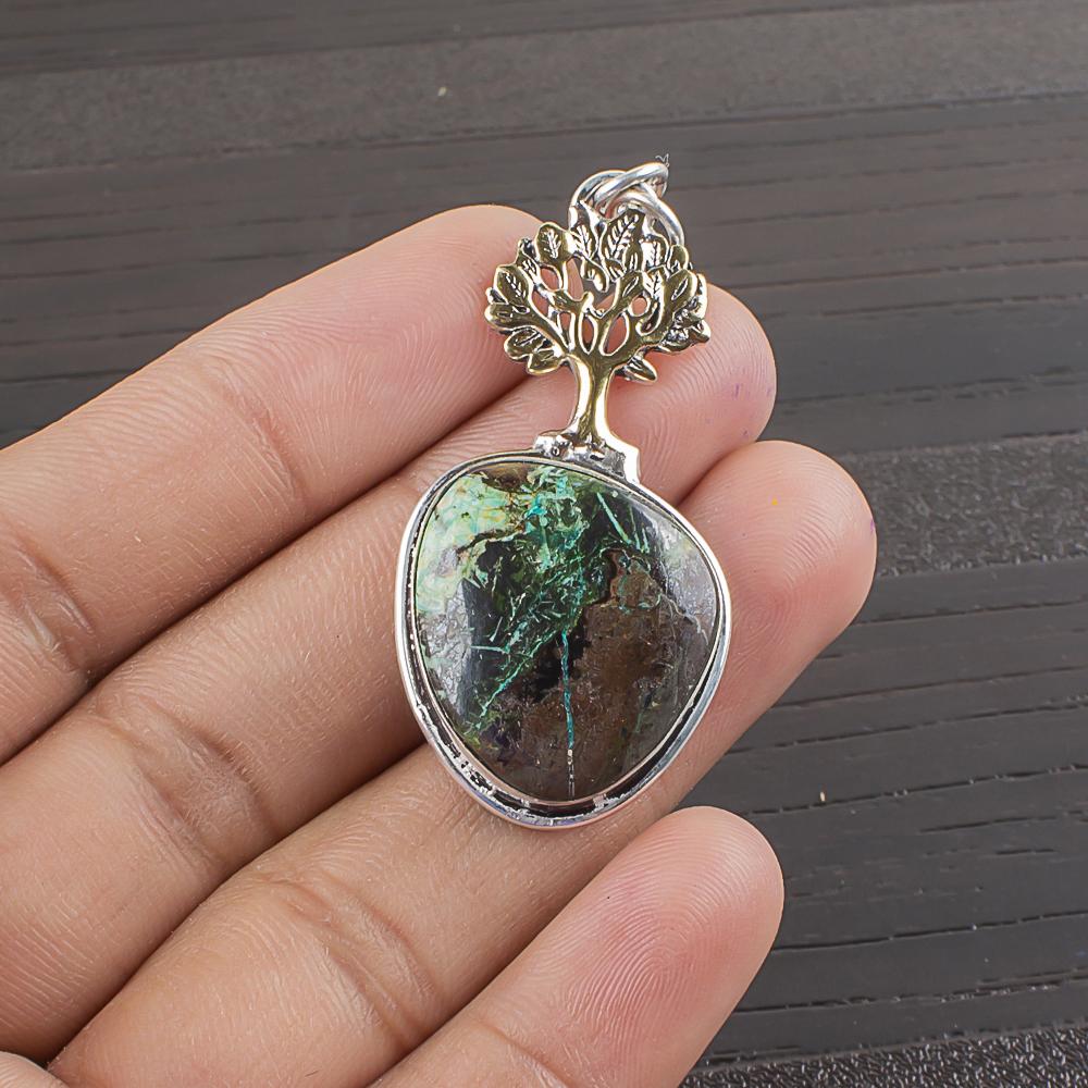 Natural Australian Azurite Gemstone 925 Sterling Silver Jewelry  Pendant 1.84  AJP-2172