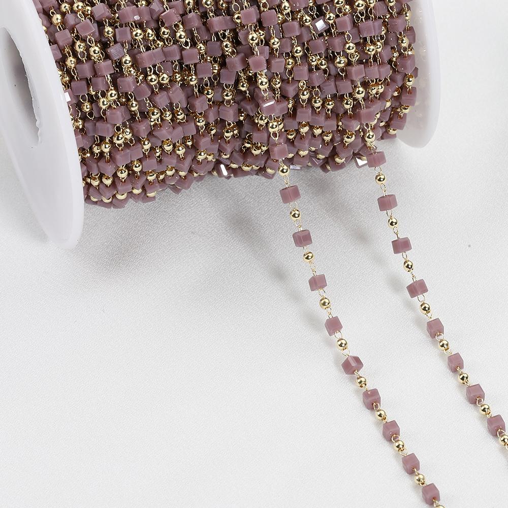 

1Meter Crystal Cube Bead Chain Macaroon Colorful Bohemian Square Beads Chain for Necklace Bracelets Jewelry Making DIY 1meter