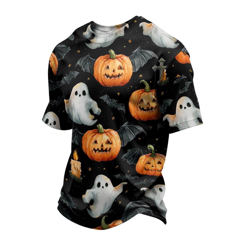 Men's Casual Short Sleeve T Shirt Lightweight Breathable Crew Neck Halloween Print Tee Suitable for Everyday Wear and Outdoor Activities