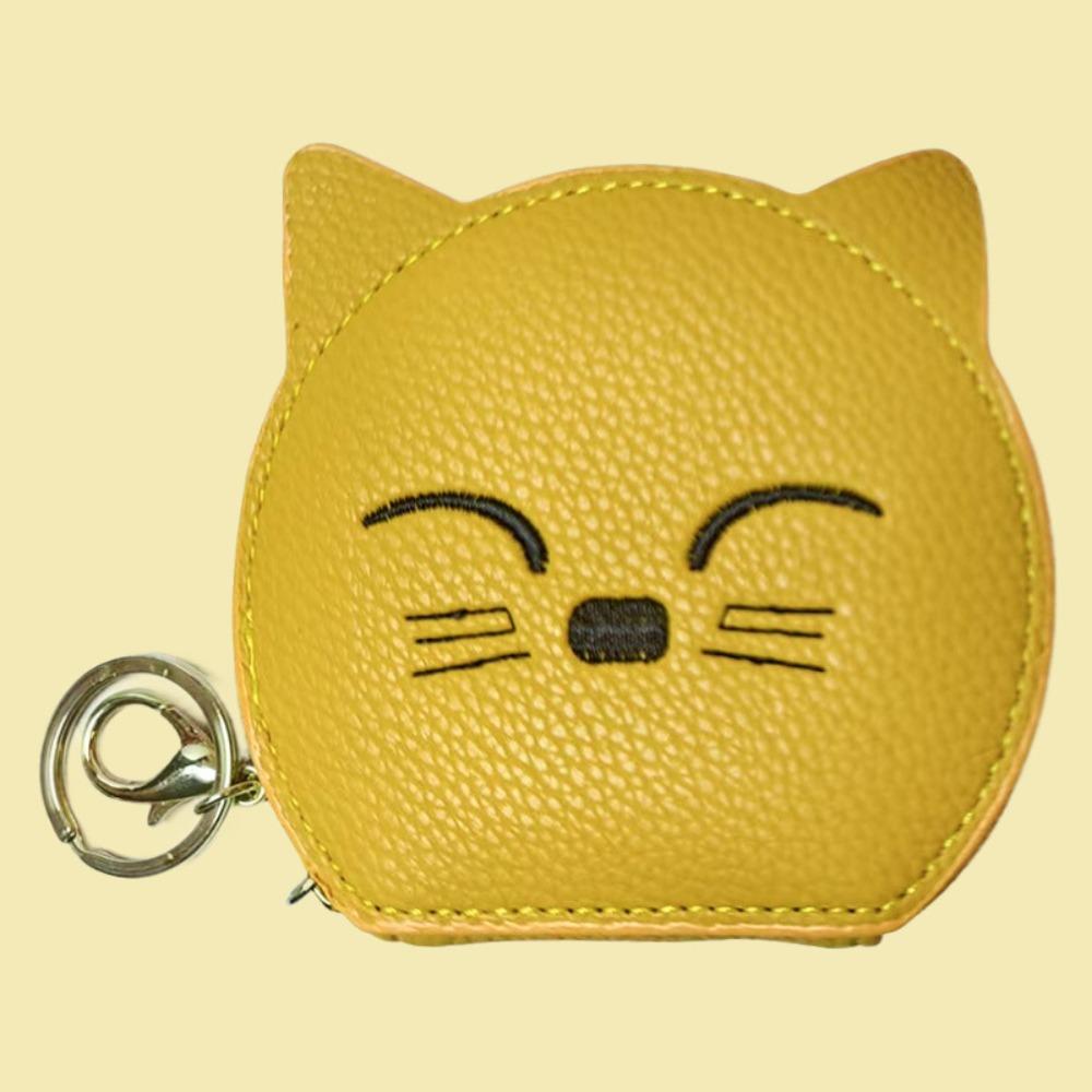 

PU Leather Cat Shape Makeup Bag with Makeup Mirror Mini Storage Bag Ins Pu Cosmetic Bag Student жёлтый